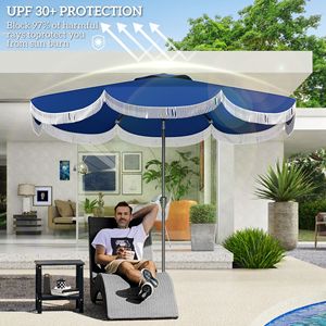 Ombrellone da Esterno 9FT UPF 30+ con 8 Stecche, Sistema di Inclinazione a Pulsante e Manovella Ventilata per Copertura di Terrazze e Tavoli - Product Image 5