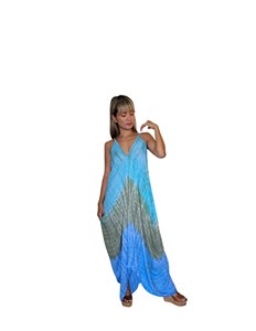 Vestido maxi de rayón con efecto tie-dye para mujer, cuello en V, sin mangas, corte holgado, estilo bohemio, informal, para la playa - Product Image 4