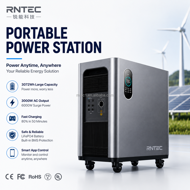 3000W Solar Generator 3072Wh LFP Battery MPPT 1500W Fast Charge 80% in 50 Min Home Emergency Outdoor Camping