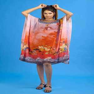 Women Printed Kaftan Dress Loose Fit Beach Wear Summer Tunic Short Dress | Boho Style Casual Resort Wear | India Export Quality - Product Image 3