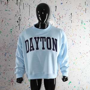 Sudadera DAYTON SKY BLUE con cuello alto, 100% azul, con apliques bordados, cuello ancho, hilos finos. - Product Image 3
