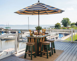 Ensemble de table de bar d'extérieur avec rangement et tabourets, mobilier de jardin en bois massif pour terrasse, pont ou bord de piscine - Product Image 4