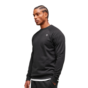 Sweat-shirt noir slim fit pour homme, en molleton premium, col rond, style décontracté, streetwear, pour tous les jours - Product Image 3