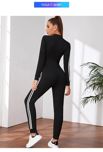 Nuevo Conjunto de Yoga para Mujer, Diseño Moderno, Sólido, de Alta Calidad, Transpirable, con Cordón Ajustable, de 2 Piezas, Manga Corta - Product Image 2