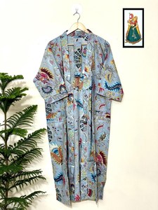 100% Cotton Indian <b>Beach</b> Kimono <b>Robe</b> Night Wear Dressing Gown Free Size - Product Image 3