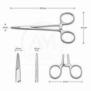 Porte-aiguille en acier inoxydable, forceps ophtalmiques réutilisables, instruments chirurgicaux de classe II, forceps manuels pour aiguilles - Product Image 5