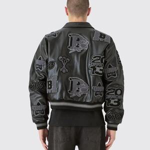 Veste universitaire en cuir pour homme OEM 2026 de haute qualité, style streetwear personnalisé, avec lettres brodées en chenille, pour le hip-hop - Product Image 2