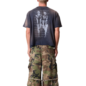 T-shirt Homme Col Rond Manches Courtes Coupe Oversize Effet Délavé Vintage Graphique Avant et Arrière Streetwear Vente en Gros Personnalisé OEM Coton - Product Image 2