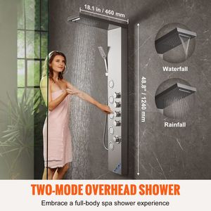 Sistema Doccia a Torre a 4 Modalità con Cascata e Pioggia, 5 Getti Massaggianti per Tutto il Corpo, Doccetta a 3 Impostazioni, Accessorio per Cabina Doccia - Product Image 2