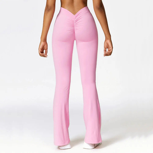 High Waist Green Yoga <b>Leggings</b> <b>With</b> <b>Pockets</b> Full Length Seamless Stretch Pants For <b>Workout</b> Fitness Women - Product Image 2
