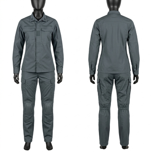 Women Security Uniform 240 GSM Poly Cotton Ripstop <b>Black</b> Tactical Panel Shirt <b>Pant</b> Set Custom Embroidery Print Durable Fit - Product Image 4