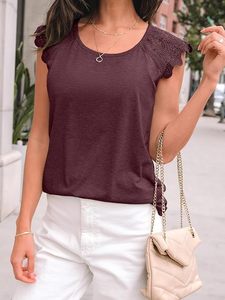 Womens <b>Tops</b> Casual Dressy <b>Lace</b> Summer Tee 2026 Cap Sleeve T Shirts Cute Basic Trendy Fashion Spring Outfits - Product Image 2