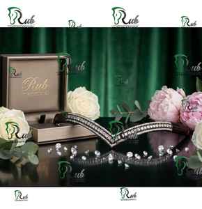 Fronture de luxe en cuir premium avec cristaux en V et diamants, accessoire de bridon pour concours, disponible dans toutes les couleurs et tailles - Product Image 3