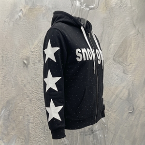 Sweat-shirt à capuche noir Snow Grace avec motif de points étoiles blancs, décontracté, unisexe, vêtement d'hiver, coupe classique - Product Image 4