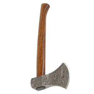 Hache en acier de Damas forgée à la main avec manche en bois naturel, outil de collection traditionnel pour exposition - Product Image 5