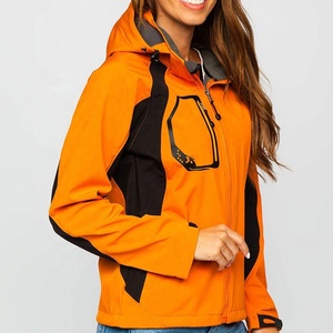 Women's Orange Hooded Fleece Jacket Windproof Zip Up Outdoor <b>Coat</b> for Hiking Autumn Winter Wear Women Softshell Jacket - Product Image 3