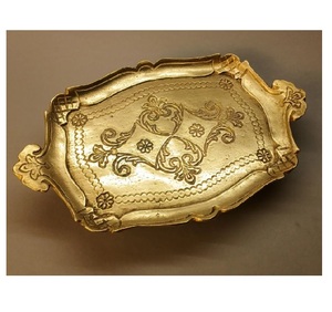 ถาดเสิร์ฟชาและกาแฟทองเหลืองแท้ลายใบไม้ ถาดเสิร์ฟทองเหลืองแท้ลายใบไม้สำหรับงานแต่งงาน - Product Image 3