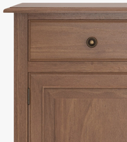 Magnifique armoire à deux portes en bois brun avec pieds en bois massif, unité de rangement élégante pour salon, chambre et entrée