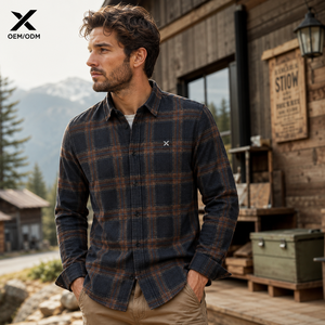 Chemise décontractée à manches longues boutonnée en flanelle de coton à carreaux pour homme X, col rabattu, vente rapide en Australie, collection automne - Product Image 6