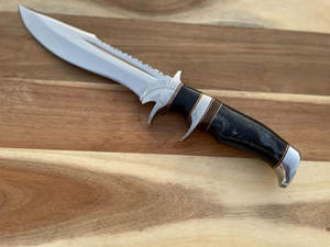 มีดล่าสัตว์เหล็กดามัสกัสทำมือแบรนด์ใหม่ ขนาด 13 นิ้ว ใช้ได้ทั้งมือซ้ายและขวา ความแข็งสูง ด้ามเรซิ่นสีดำ - Product Image 2