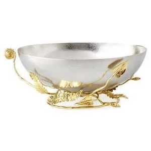 Corbeille à fruits moderne en acier inoxydable avec base en forme de feuille de Ginkgo argentée, plat de luxe en métal pour salade et collations, centre de table de mariage - Product Image 5