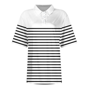 Polo rayé pour femme grande taille, manches courtes, décontracté, respirant, design personnalisé, coupe classique - Product Image 3