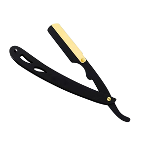 Classic Black & Gold Wood Handle Straight <b>Razor</b> <b>for</b> <b>Men</b> Body & Face Barber Shaving Stainless Steel Professional Shaving Tool - Product Image 1