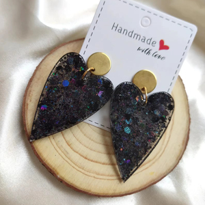 Handmade Heart Resin Earrings With Gold <b>Discs</b> Valentine's Day Fashion Jewelry Exquisite Design <b>Plastic</b> Material - Product Image 1