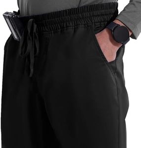 Men’s Medical Scrubs Set – V-Neck Stretch Top & Straight Pants with Elastic Waistband, 7 Pockets - Product Image 3
