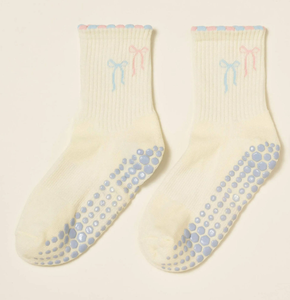 Women’s Non <b>Slip</b> High Ankle Pilates Socks Jacquard Floral Pattern Breathable Cotton Ideal for Yoga Indoor Gym Pastel Colors - Product Image 2