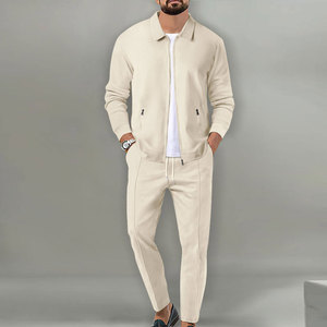 Men's gray zipper <b>tracksuit</b> Full sleeve casual <b>tracksuit</b> Breathable <b>polyester</b> <b>tracksuit</b> Solid color autumn <b>tracksuit</b> - Product Image 5