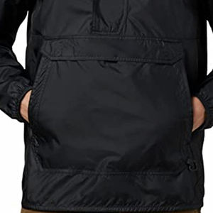 High Quality Solid <b>Black</b> Color Pullover Hooded Lightweight <b>Men's</b> Outdoor Waterproof 100% Polyester Fabric Oversize <b>Rain</b> <b>Jacket</b> - Product Image 5