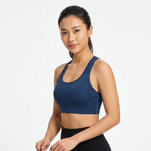 Soutien-gorge de sport bleu marine pour femme avec dos nageur, idéal pour le yoga et les tenues de sport - Product Image 4