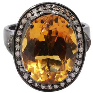 Memoria Jewels Natural <b>Citrine</b> Gemstone 925 Solid Sterling Silver Prong Set Black Rhodium Plated Handmade <b>Rings</b> Jewelry - Product Image 5