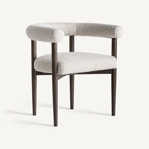 Silla de Comedor Moderna Tapizada en Bouclé, Estructura de Madera Sólida, Sillón de Lujo Minimalista Nórdico para Hotel, Restaurante, Cafetería, Proyectos para el Hogar - Product Image 1