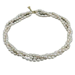 Collar de Perlas de Agua Dulce de 4-5 mm, Color Gris Plateado Brillante, Cuentas Pequeñas Tipo Arroz, Venta al Por Mayor del Fabricante - Product Image 5