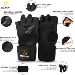 Vendas de boxeo para manos, guantes interiores para hombres y mujeres, correas rápidas de 80 cm para la muñeca, protección acolchada para los nudillos para Muay Thai y Kickboxing - Product Image 2