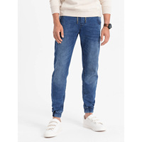 Pantalon en jean tissé délavé avec détails boutonnés, mélange de coton pour homme, décontracté, séchage rapide, été, automne, travail, voyage