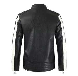 Men's Genuine Leather Breathable Biker Style <b>Slim</b> <b>Fit</b> <b>Jacket</b> Color Blocking Turn-down Zipper Closure Casual Regular Length - Product Image 2
