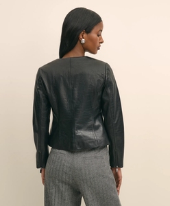 Chaqueta de Cuero con Estampado de Cocodrilo para Mujer, Prenda Exterior de Lujo, Estilo Urbano Contemporáneo, Textura Duradera, Colección de Temporada, Comodidad - Product Image 2