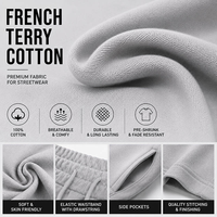 Ensemble unisexe personnalisé de pantalon et sweat à capuche surdimensionnés, coupe courte, avec double fermeture éclair et cordon de serrage aux poignets, brodé, fabrication sur mesure