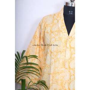 Kimono de Verano para Mujer, Estilo Mini, Tejido en Algodón Indio, Manga Larga, Cuello en V, Transpirable y Ecológico, Tipo Bata Casual - Product Image 2