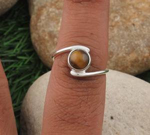 925 Sterling <b>Silver</b> Bezel Setting Tiger Eye Cut Gemstone Handmade Classic <b>Boho</b> Dainty Solitaire Wedding <b>Ring</b> Certified Jaipur - Product Image 2