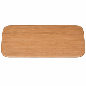 Table à manger de luxe en teck massif, style nordique, rectangulaire arrondie, meubles de salle à manger, pieds en blocs, écologique, hôtel, 8 places - Product Image 4