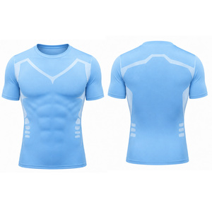 T-shirt de sport pour homme, extensible, séchage rapide, respirant, entraînement, vêtements de sport, logo personnalisé pour hommes actifs, vente en gros - Product Image 5