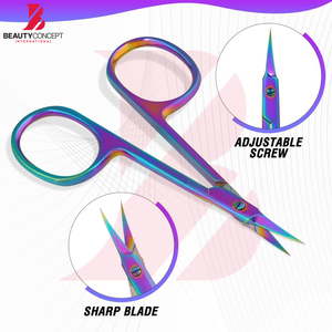 Produit tendance du moment : Ciseaux à cuticules couleur arc-en-ciel avec étui en cuir individuel, ciseaux de précision pour le soin des ongles - Product Image 6