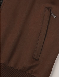Survêtement marron pour homme, coupe droite, couleur unie, col montant, fermeture éclair, décontracté, automne, polyester, poches latérales - Product Image 6