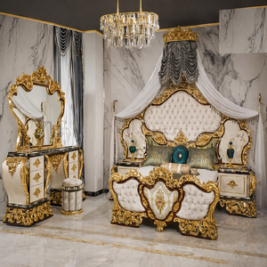 Lit à baldaquin de luxe style Maharaja, ensemble de lit moderne à quatre poteaux en teck sculpté à la main, taille personnalisable, mobilier de chambre à coucher - Product Image 5