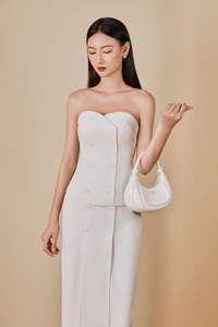 2026 Two-Piece KS30 Fashion Sets Elegant Solid Chic Sleeveless Streetwear Women Button-Detail <b>Bustier</b> Top and Skirt Sets - Product Image 6