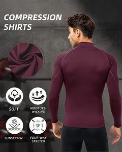 Men <b>Long</b> <b>Sleeve</b> MMA Rash Guard Compression Shirt Turtle Neck Athletic <b>Base</b> <b>Layer</b> Rash Guard For Gym Training Running Cycling Top - Product Image 3